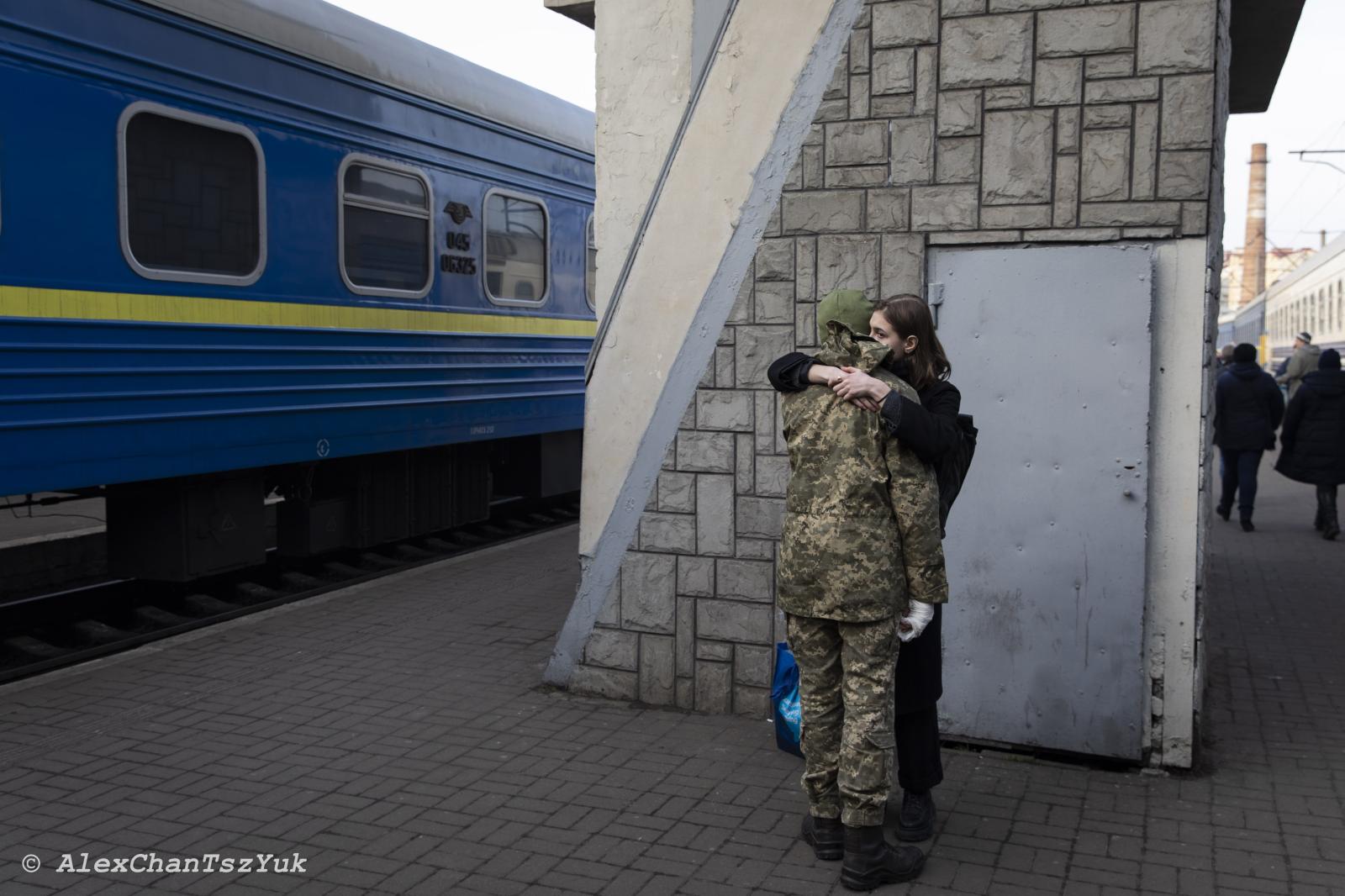 A girl hugged her boyfriend tig...ne on Saturday, March 12, 2022.