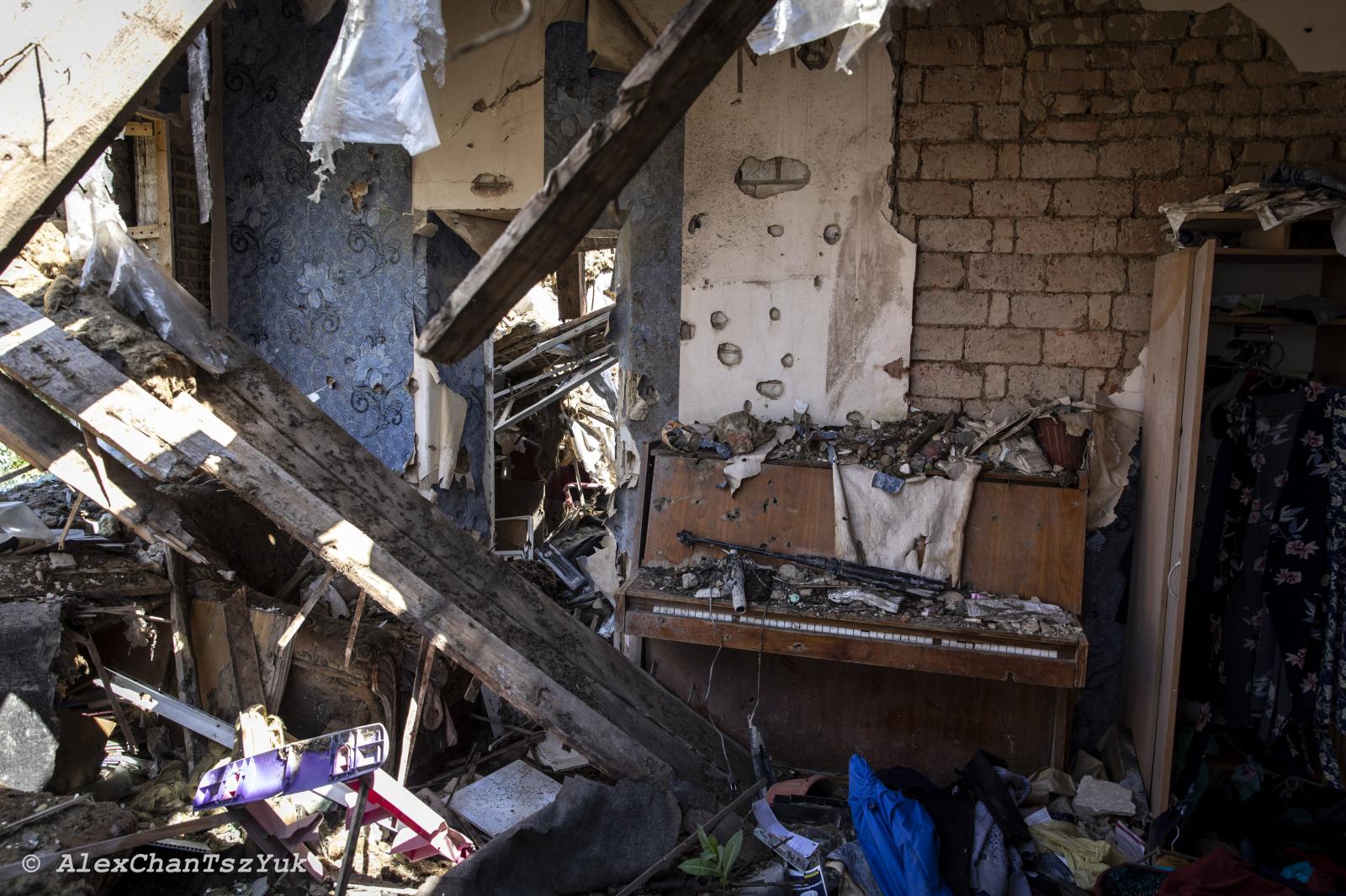 A piano seen among the ruins of...onetsk Oblast on July 6, 2023. 