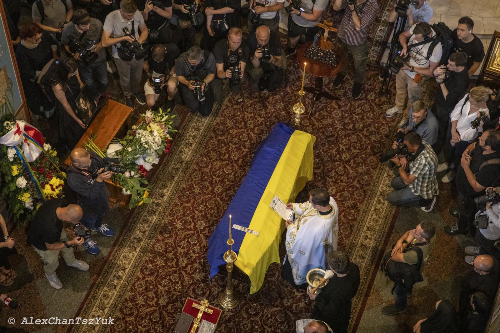 An overhead shot of the memoria...astery in Kyiv on July 4, 2023.