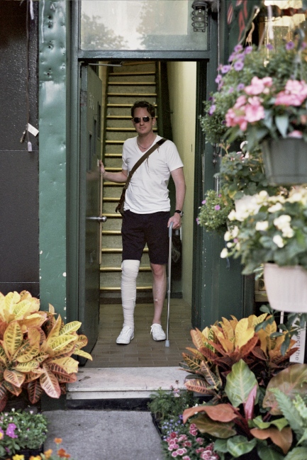 Image from xi: State of the Union - Jason in his doorway after the accident, Brooklyn, NY