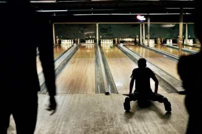 Image from xi: State of the Union - Denis trying to bowl, Brooklyn, NY