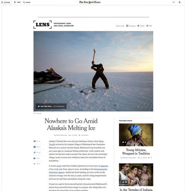Shishmaref, Alaska Project in New York Times' Lens Blog