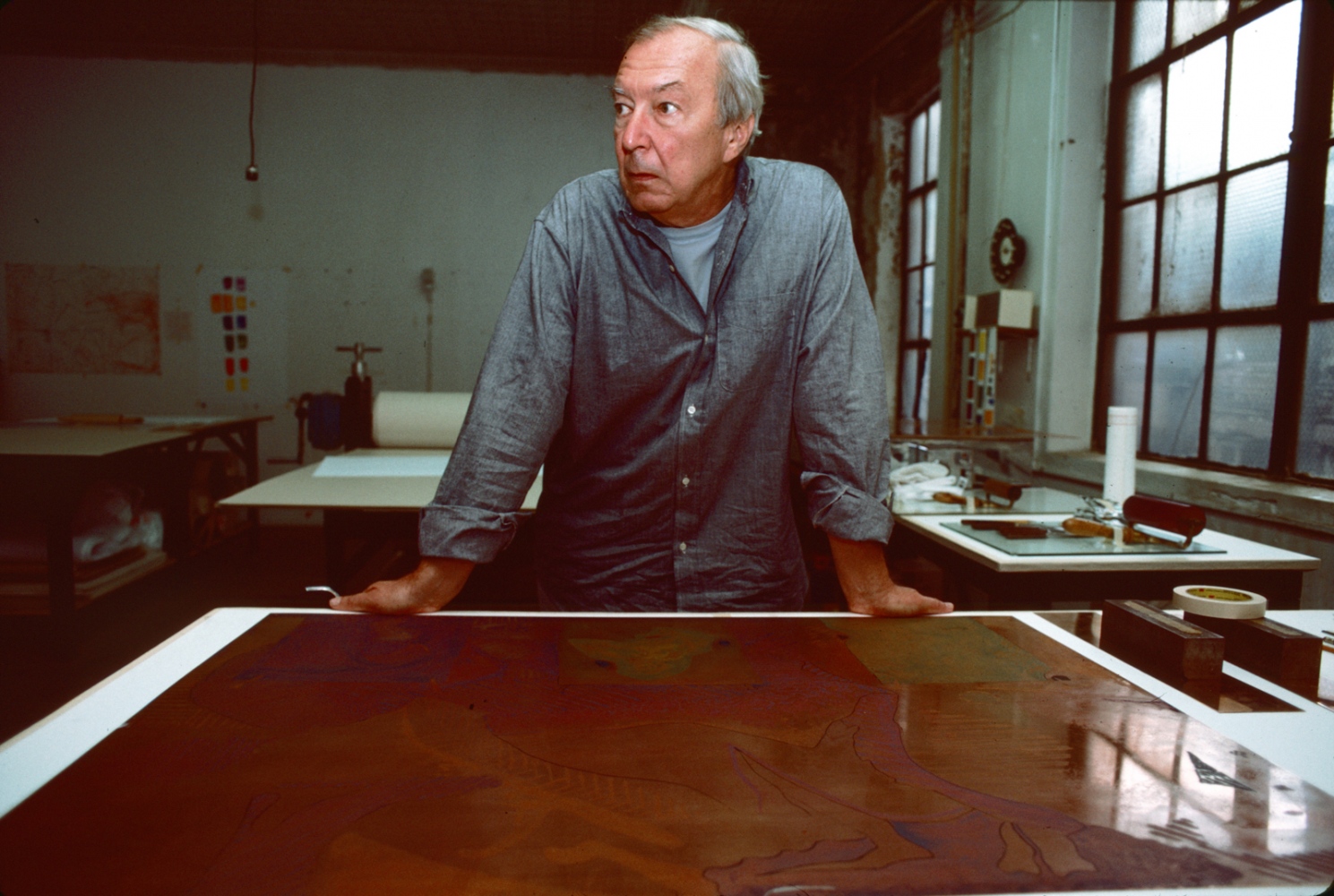 Jasper Johns in his studio, New York City 1985