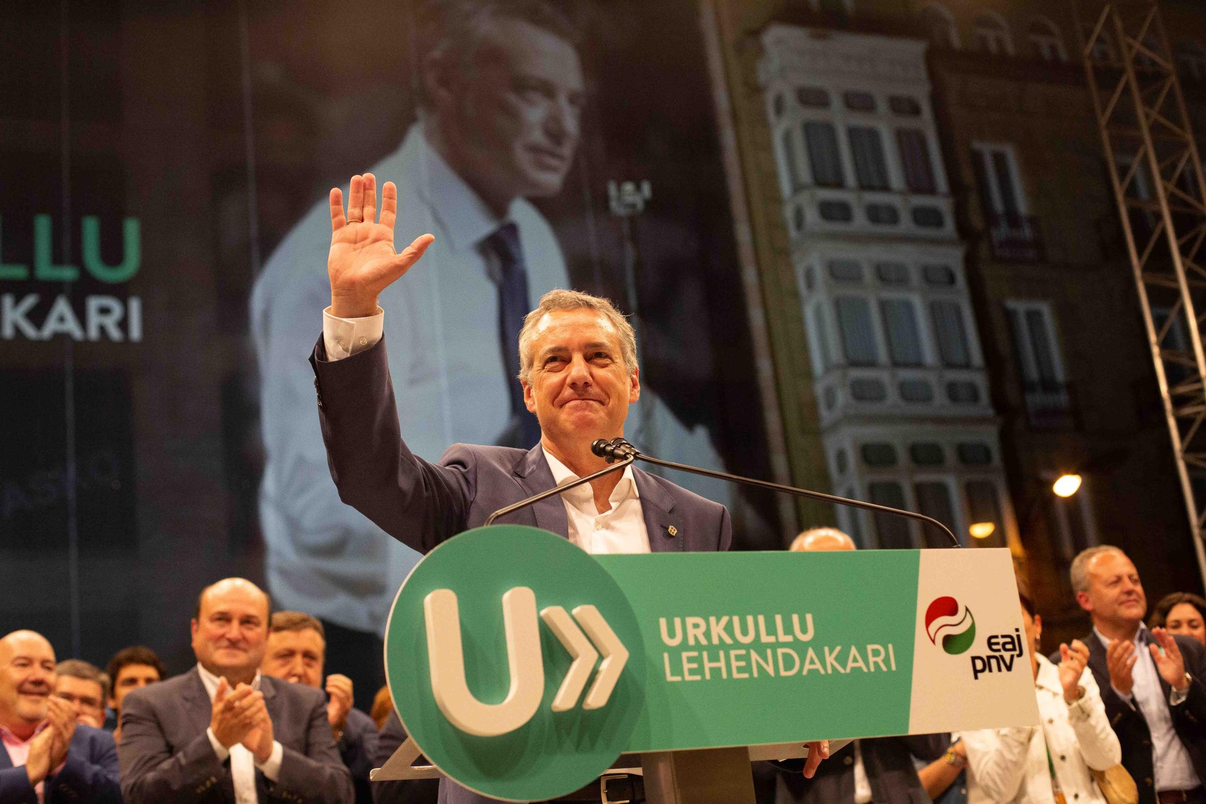 Basque Country - I&ntilde;igo Urkullu celebrates his victory in the Basque Autonomous Community elections as...