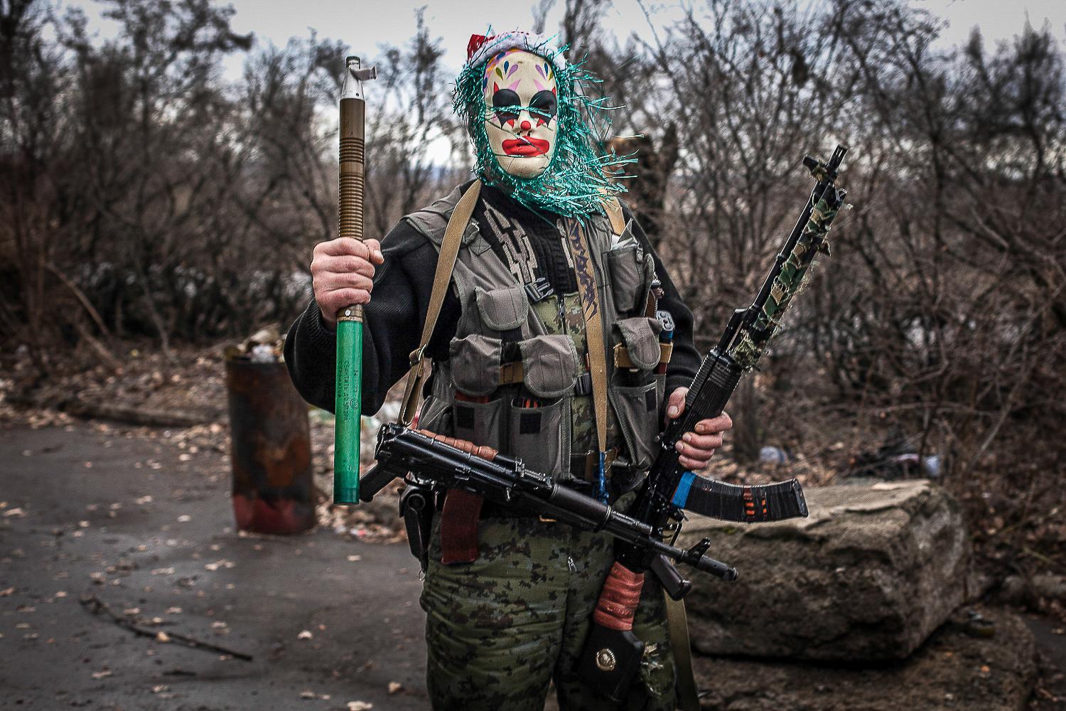 Truce in the Donbas - December 2014. Luhansk. Ukraine. A militiaman of...