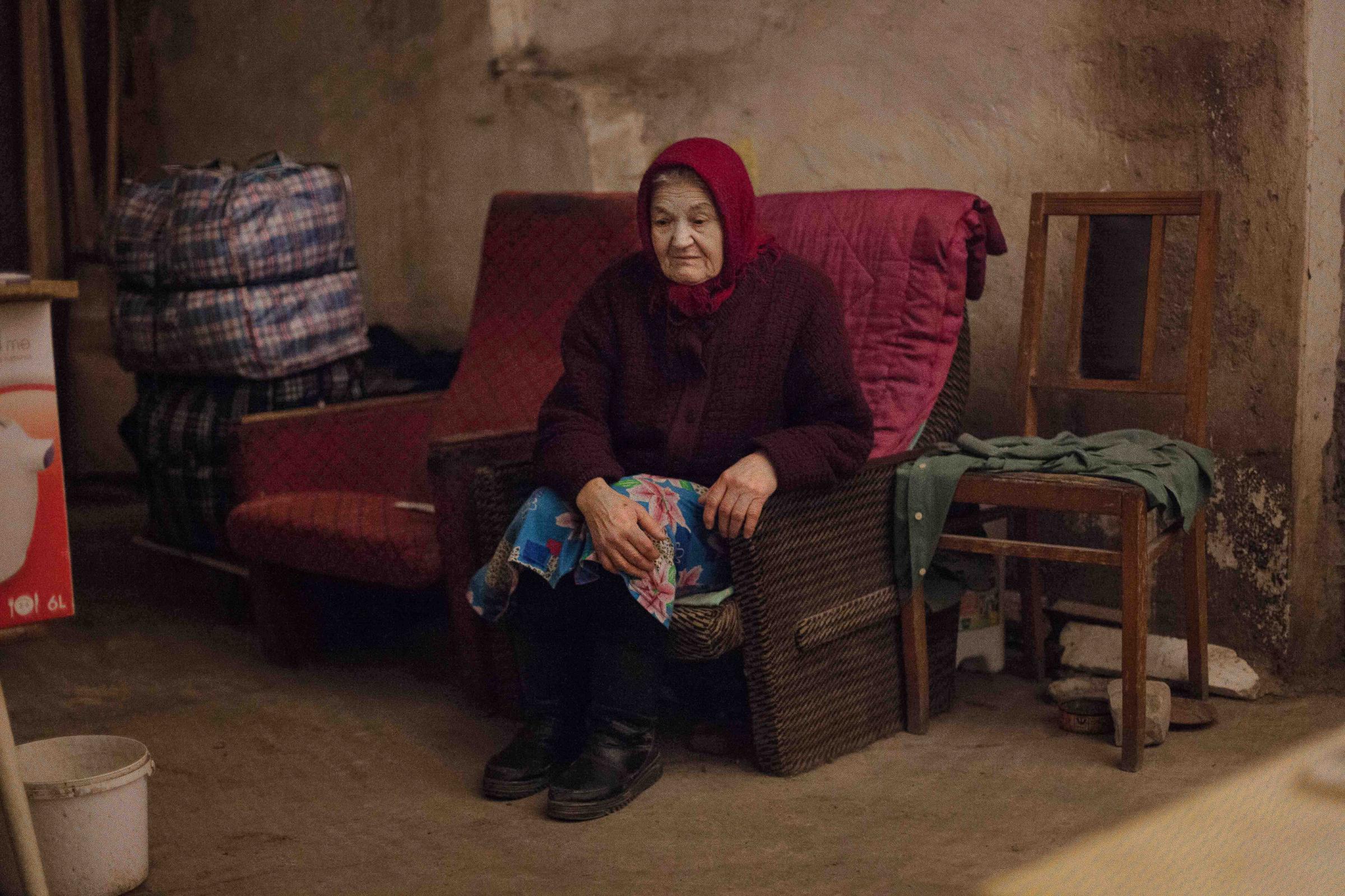Truce in the Donbas - December 2014. Luhansk. Ukraine. Maria, 80 years old, has...