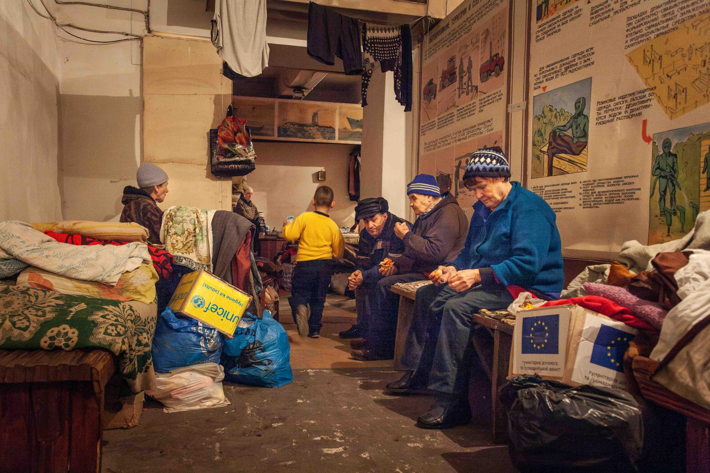 Truce in the Donbas - December 2014. Donestk. Ukraine. A group of people...