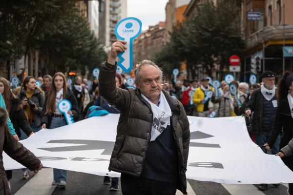 Thousands of people call for an end to the policy of exception for ETA prisoners - BILBAO, SPAIN: January 13th

A relative of an ETA prisoner at the demonstration in the streets of...