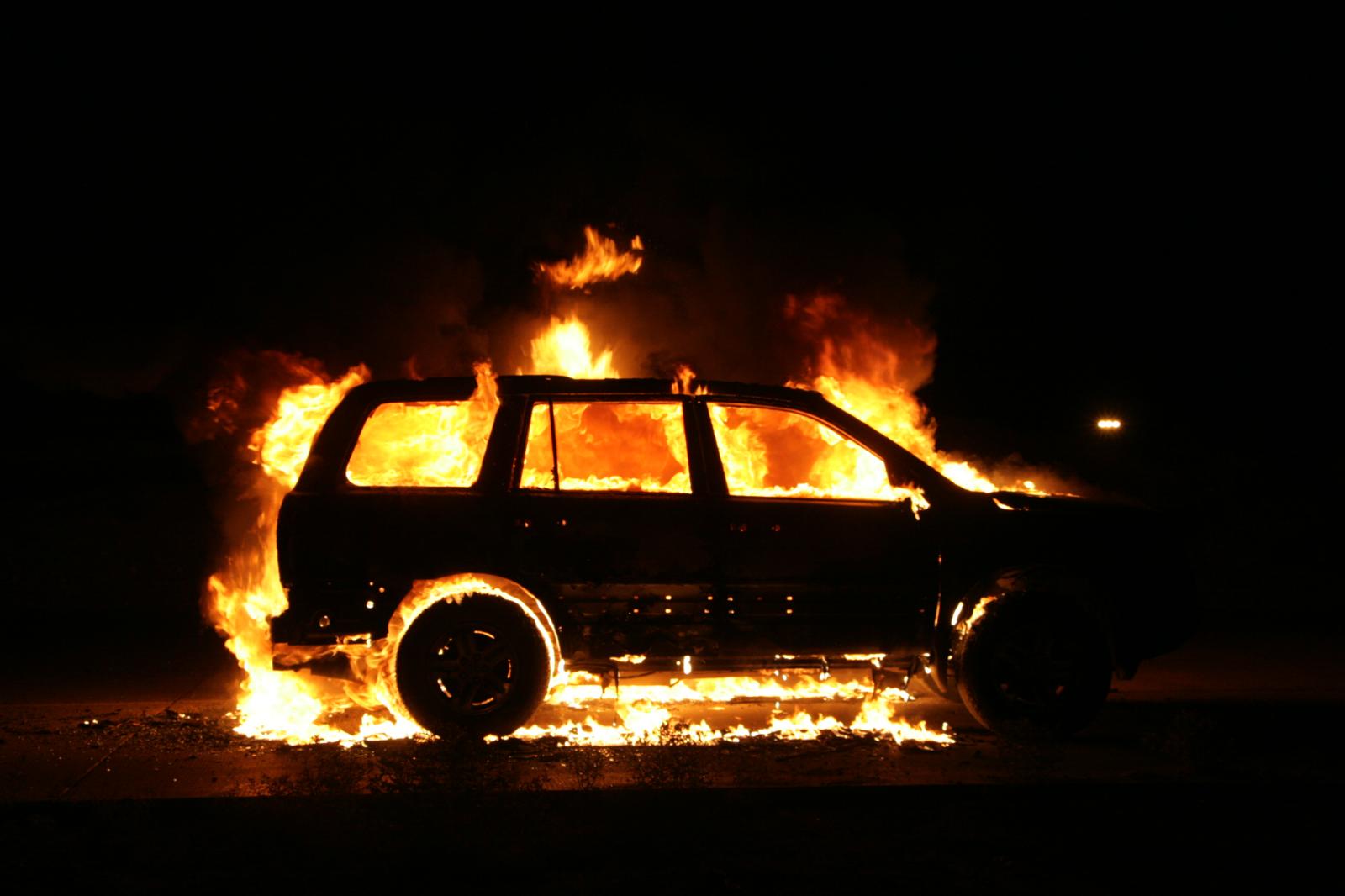  A vehicle burns in the early h...o&rsquo;s northern border. 