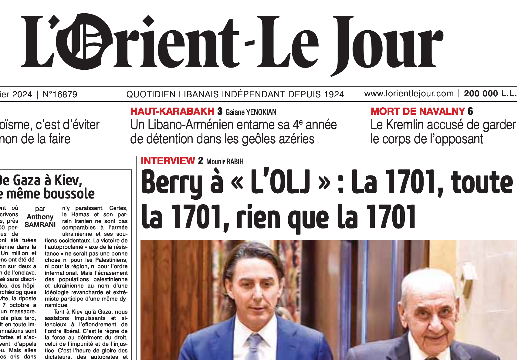 Gaiane Yenokian hits the front page of L´Orient 