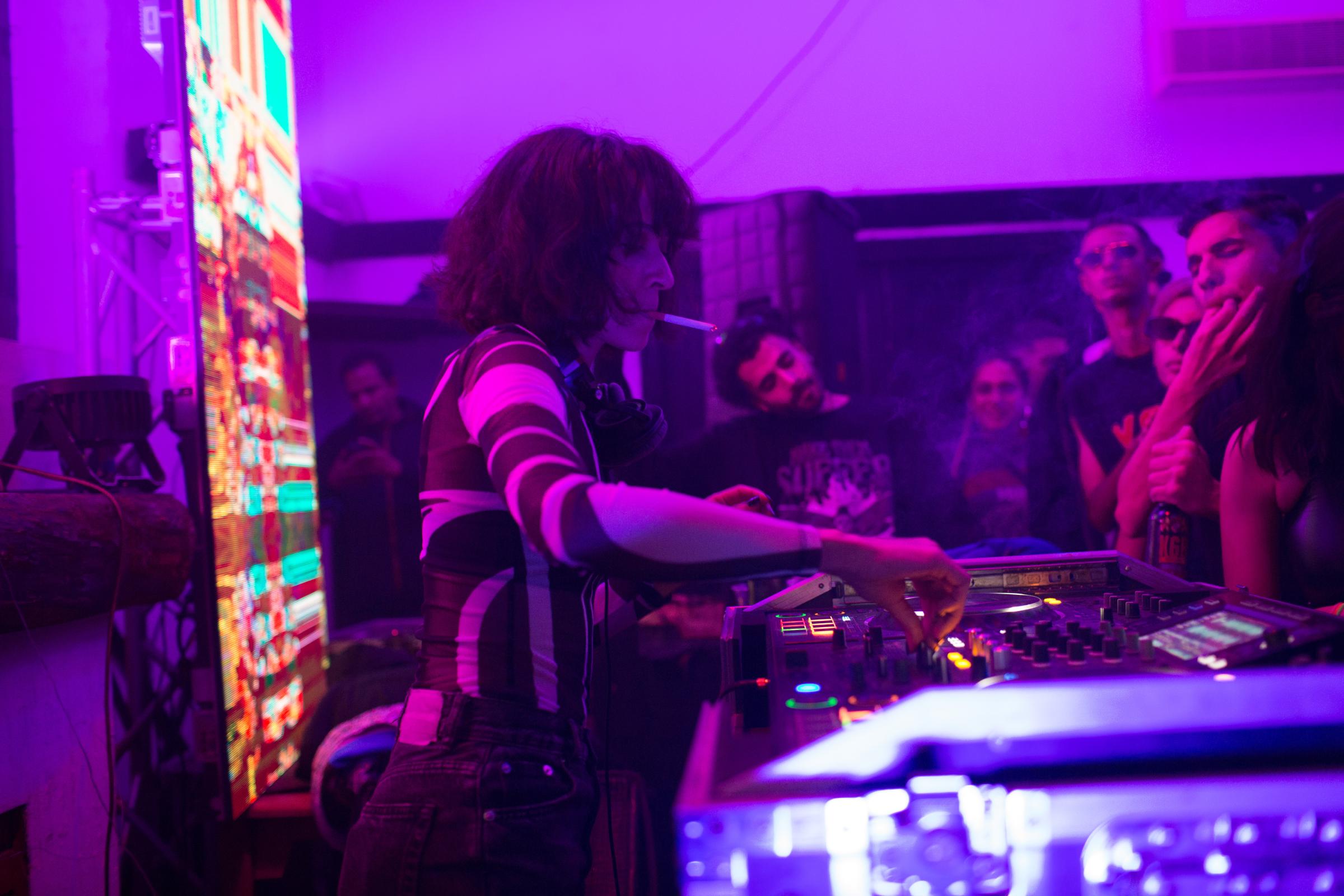  Donia Shohdy, aka A7ba-L-Jelly, is the founder of &quot;Jelly Zone,&quot; at a concert at the Swiss Club in Cairo. The electronic music...