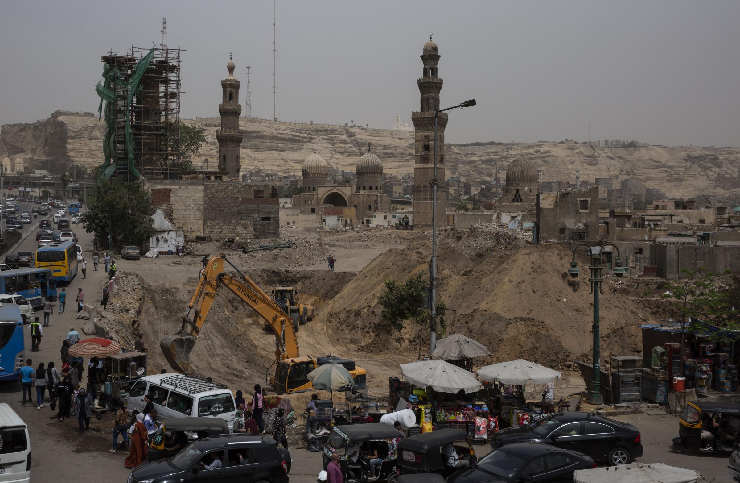 Bulldozers tear into Cairo's historic Islamic cemeteries - A view shows the construction and demolition area at...