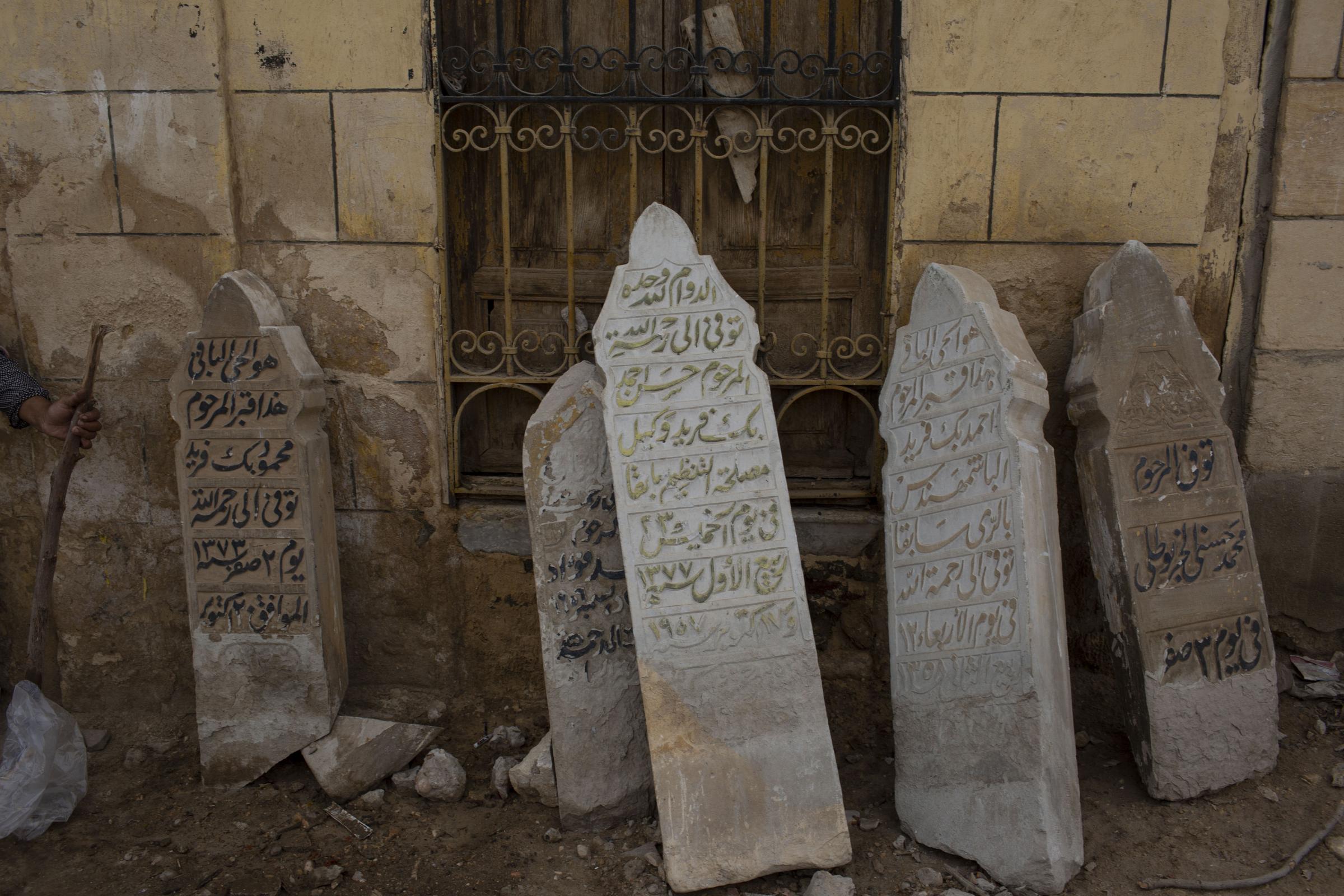 Bulldozers tear into Cairo's historic Islamic cemeteries - Tombstones are some of the remains of the demolished...