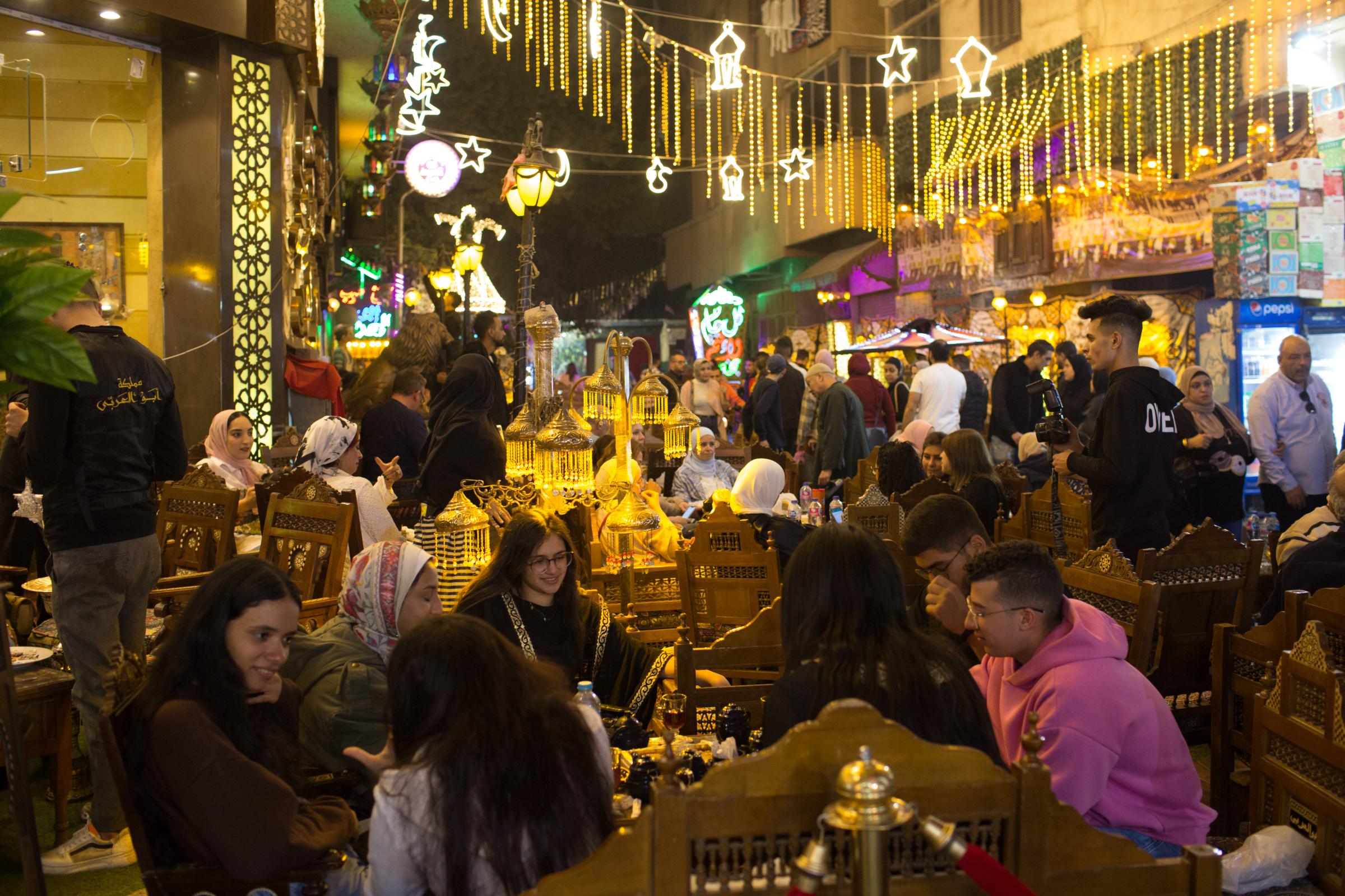 Ramadan in Cairo - People walk through the Khan el-Khalili popular tourist...