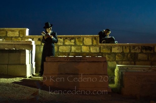 Image from ISRAEL -                 Ultra-orthodox Jews pray at sunset in the...