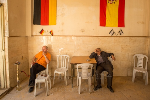 Image from ISRAEL -                 Men relax in a huka bar April 28, 2014.in...
