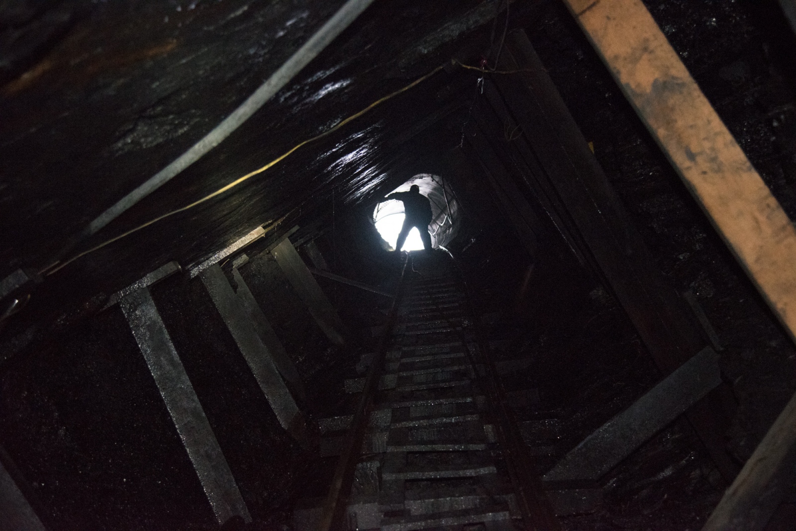 The Mines -    View of the surface entrance from underground ...