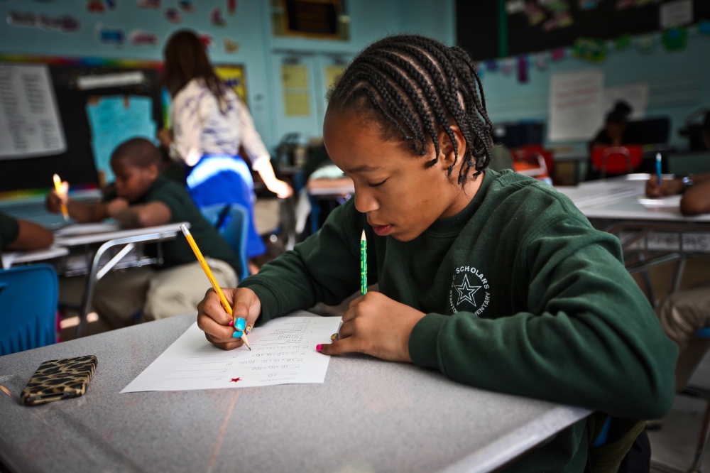 A young fifth grader takes a math test. She says that when she grows up she wants to be a...
