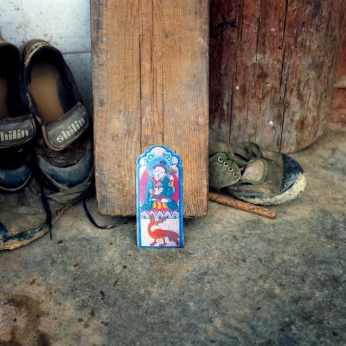When asked to pull a shaman card from a pack in a rural Naxi village in rural Yunnan I pulled the medical card depicting a Naxi god associated with health and the medical profession.