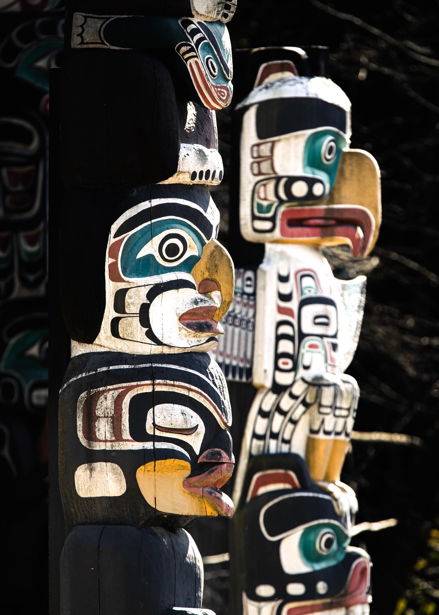 Totem Poles, Stanley Park, Canada. by Mark Spowart