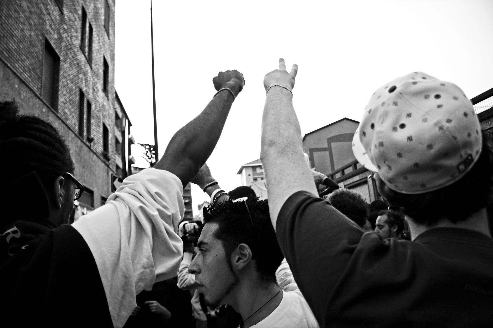 Raised fist at antiracism march | Buy this image