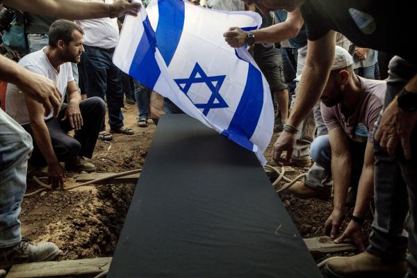 Image from The October 7th War - The funeral procession of Yossi Vahav (65), who was...
