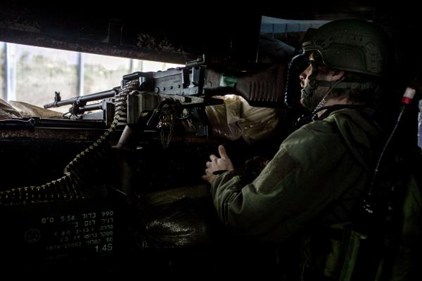 Image from The October 7th War - An IDF soldier manning his post, looking towards Lebanon,...