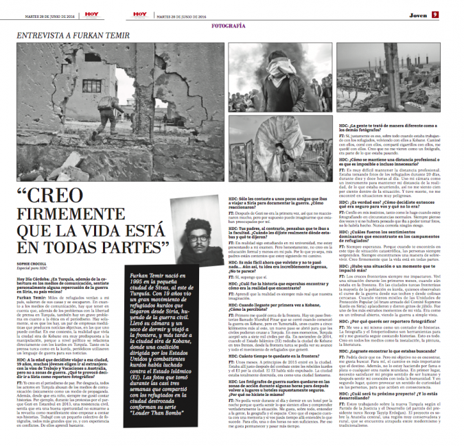 My interview on the newspaper from Argentina
