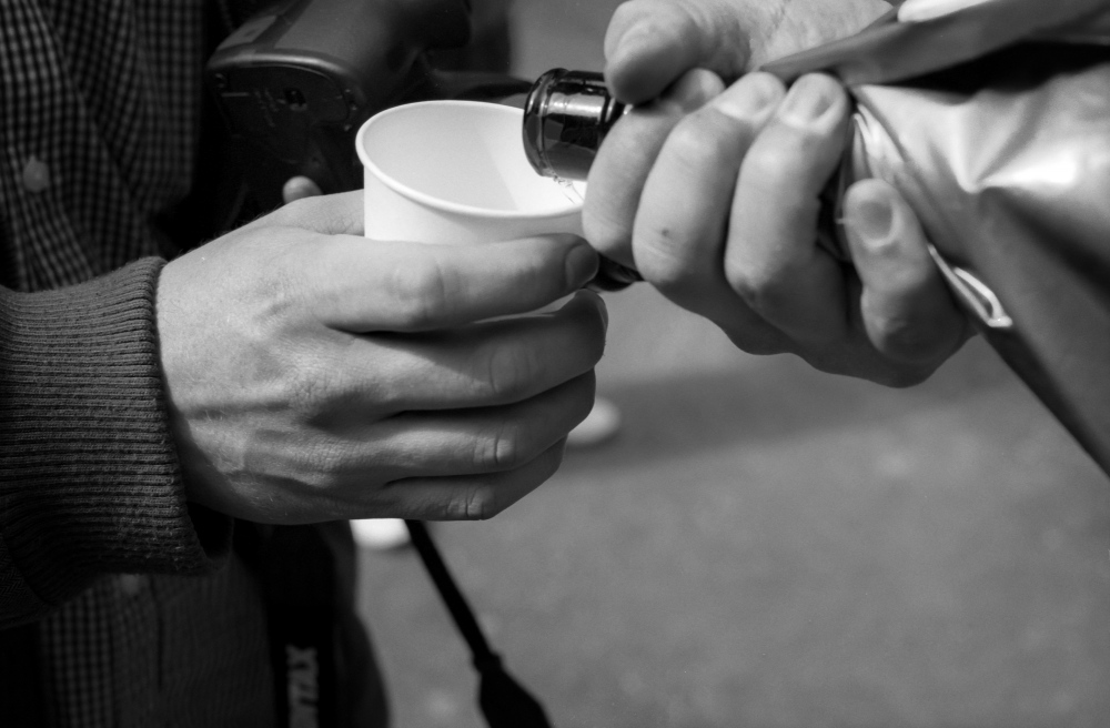 Man poors sake at the Japanese Spring Festivals