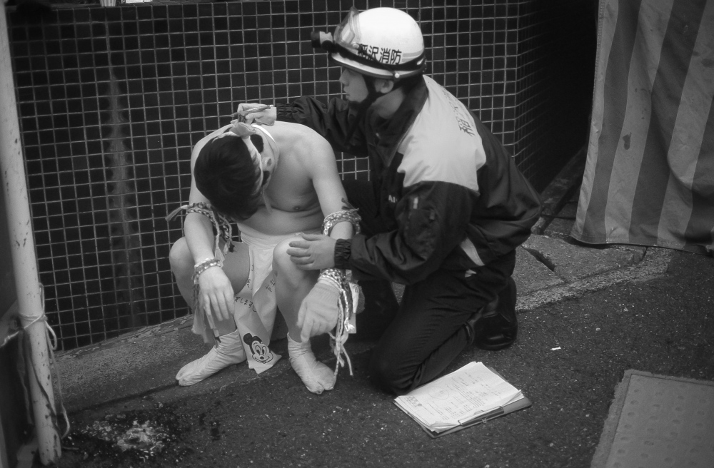 Drunk man at the Japanese Spring Festivals