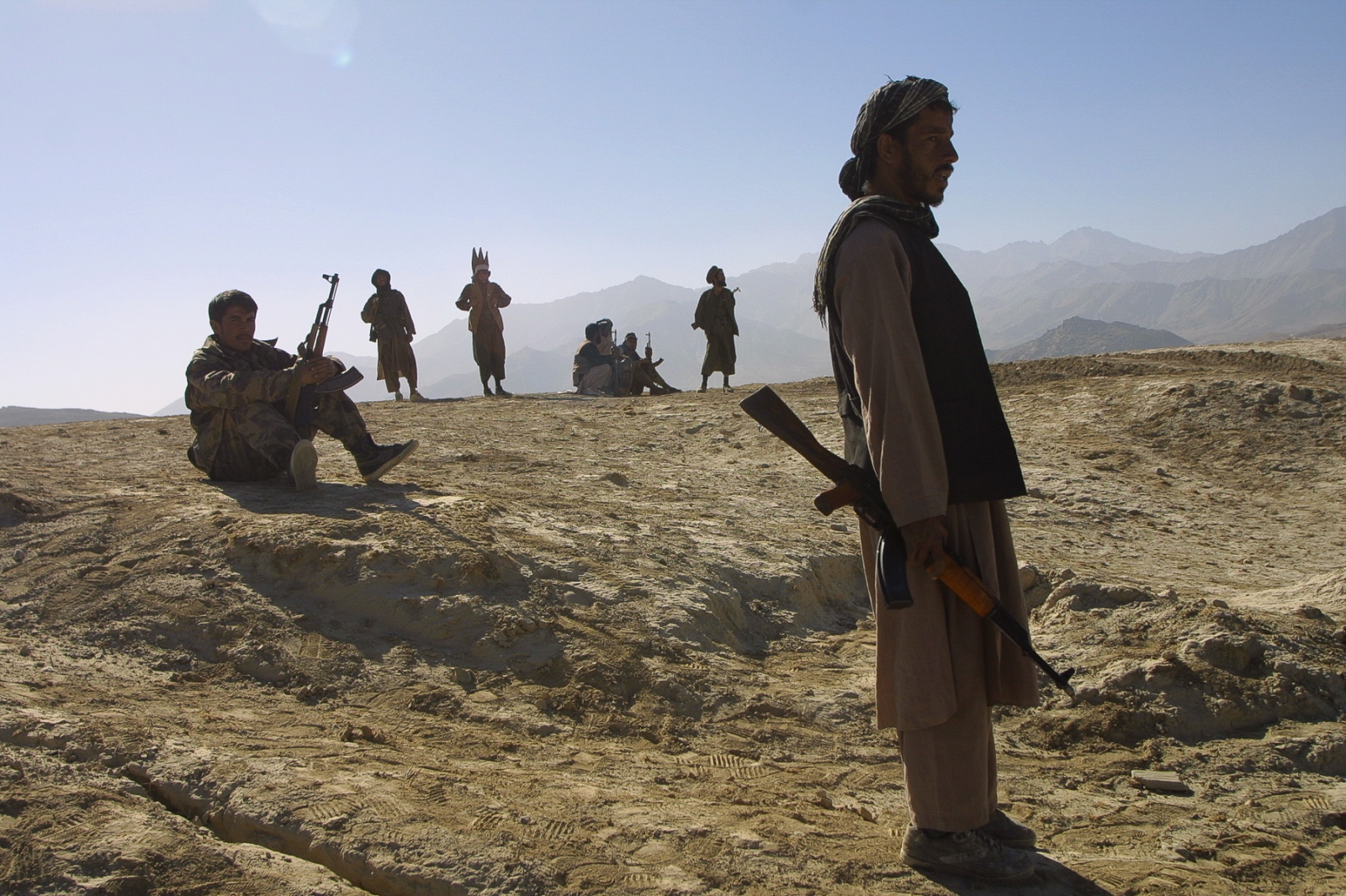 Onward to Kabul - Northern Alliance soldiers wait for the signal to join...