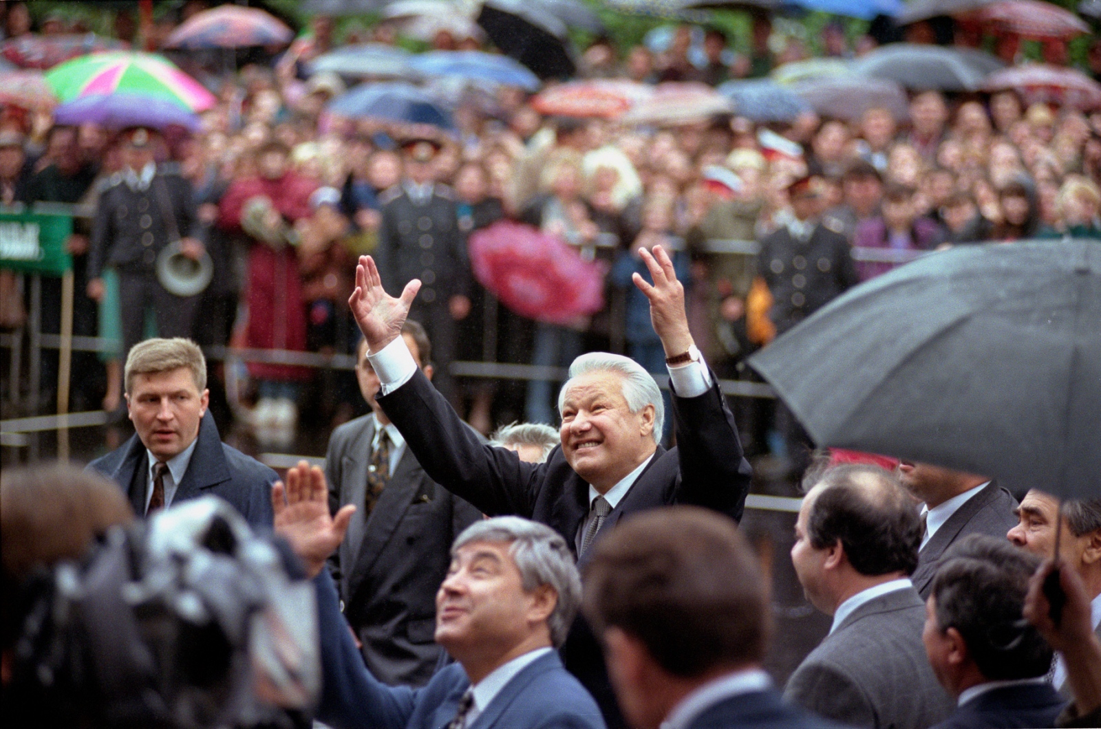 Russia In Transition - 1990s - Boris Yeltsin gets a warm welcome during his campaign...