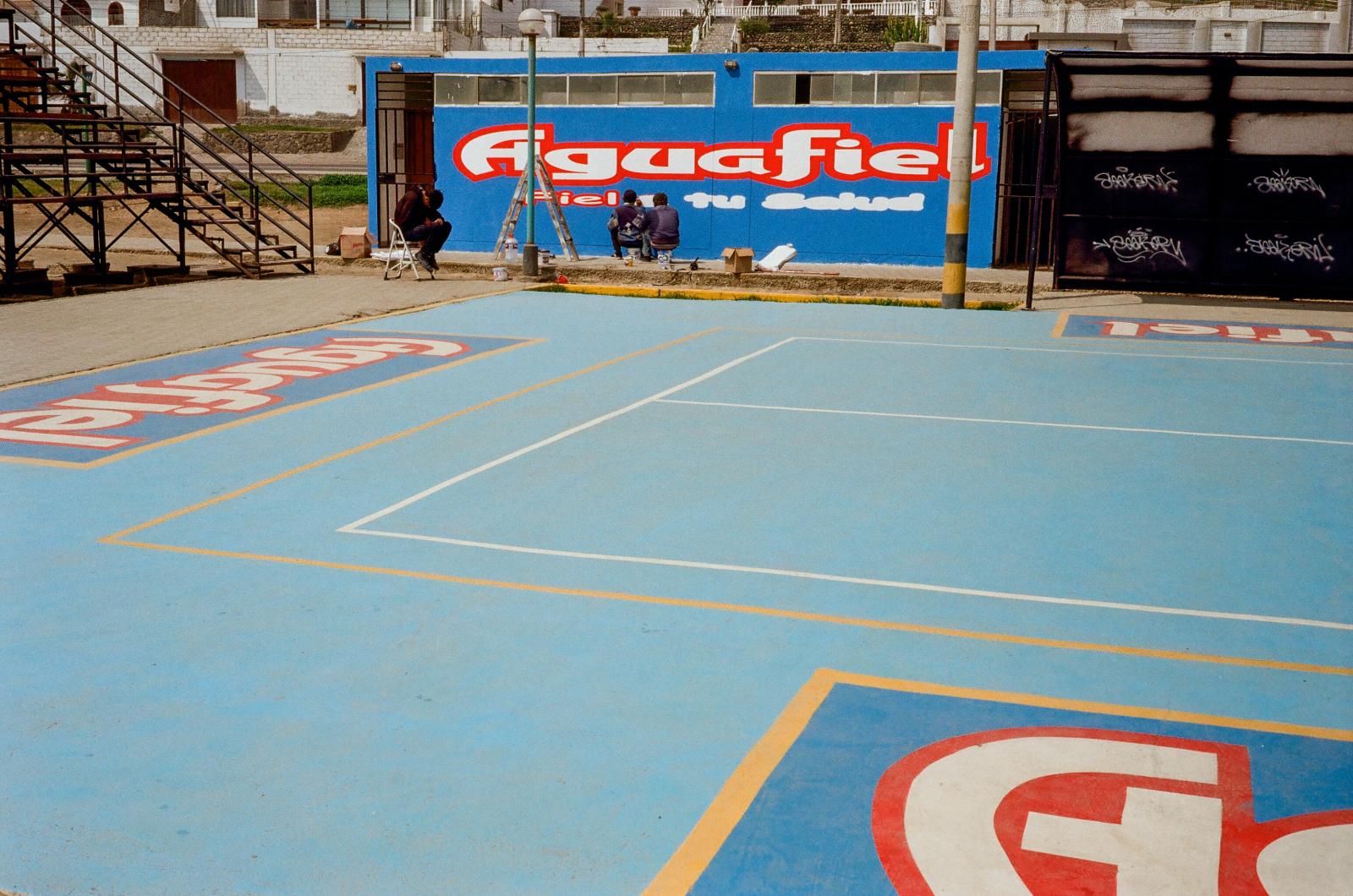 Drought -  Workers paint an advertising mural for Aguafiel, a bottled water company. Bottled drinking water...