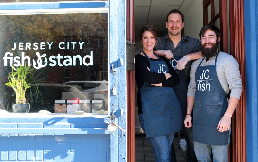  Jill, John Sabochick, and their business partner, Kevin Pipchick -&nbsp; Owners of the Jersey City Fish Stand. 