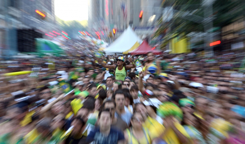   Brazilians celebrate Brazil Day on Sixth Ave in New York.  