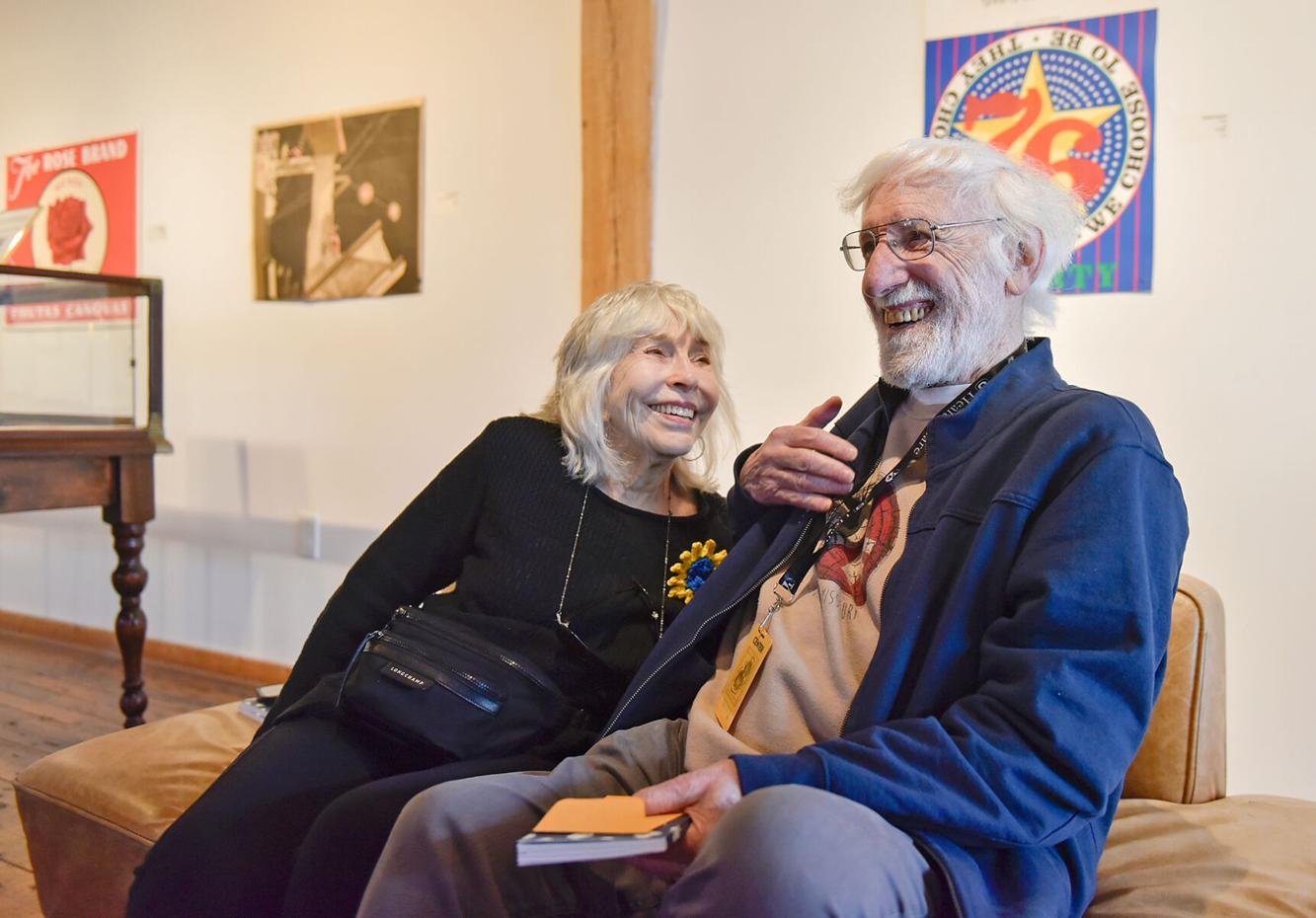 Betty Winfield and Barry Hyman laugh at each other