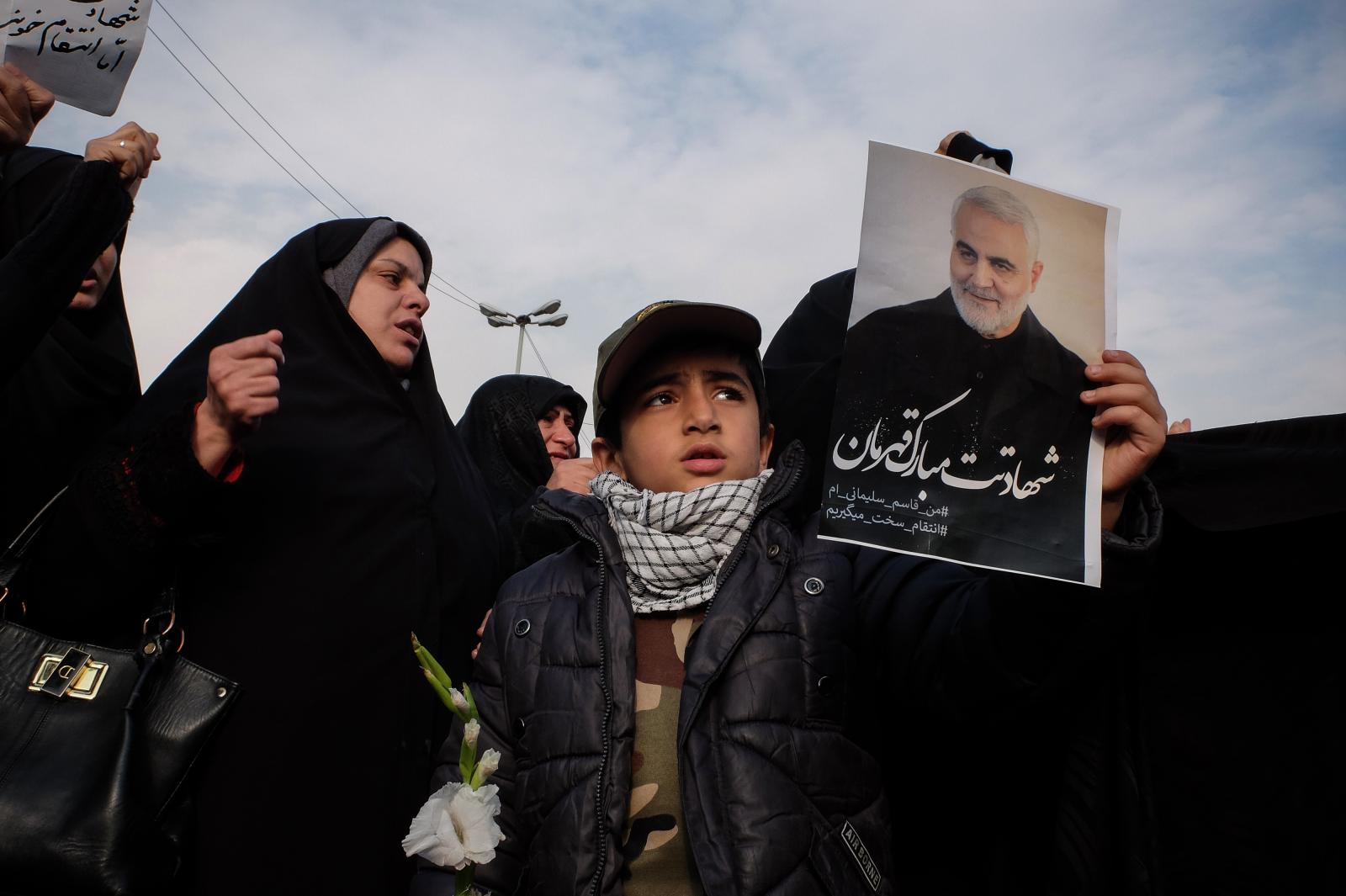 Iranians mourn during an anti-U...e targeted killing. Tehran Iran