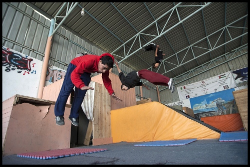Image from Parkour in the Gaza Strip. -                   '3 Run Gaza' in training at their base...