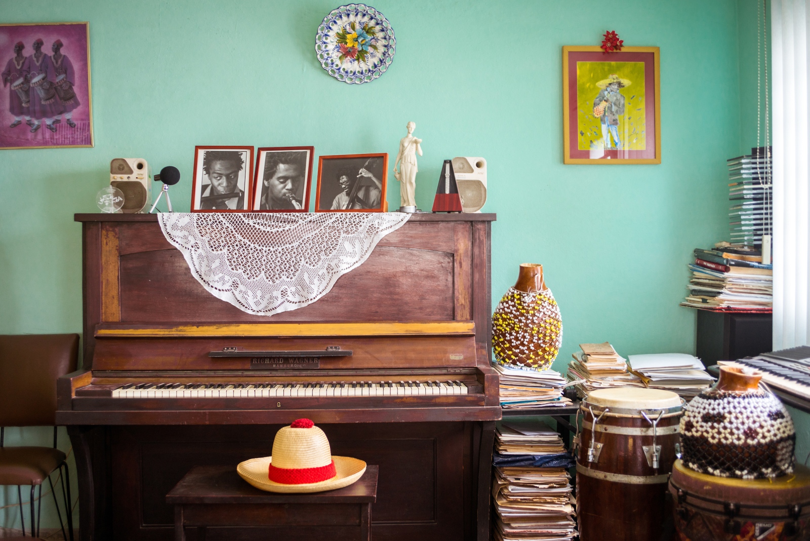 Recent Work - The hat of Eladio 'Don Pancho' Terry sits on his piano...