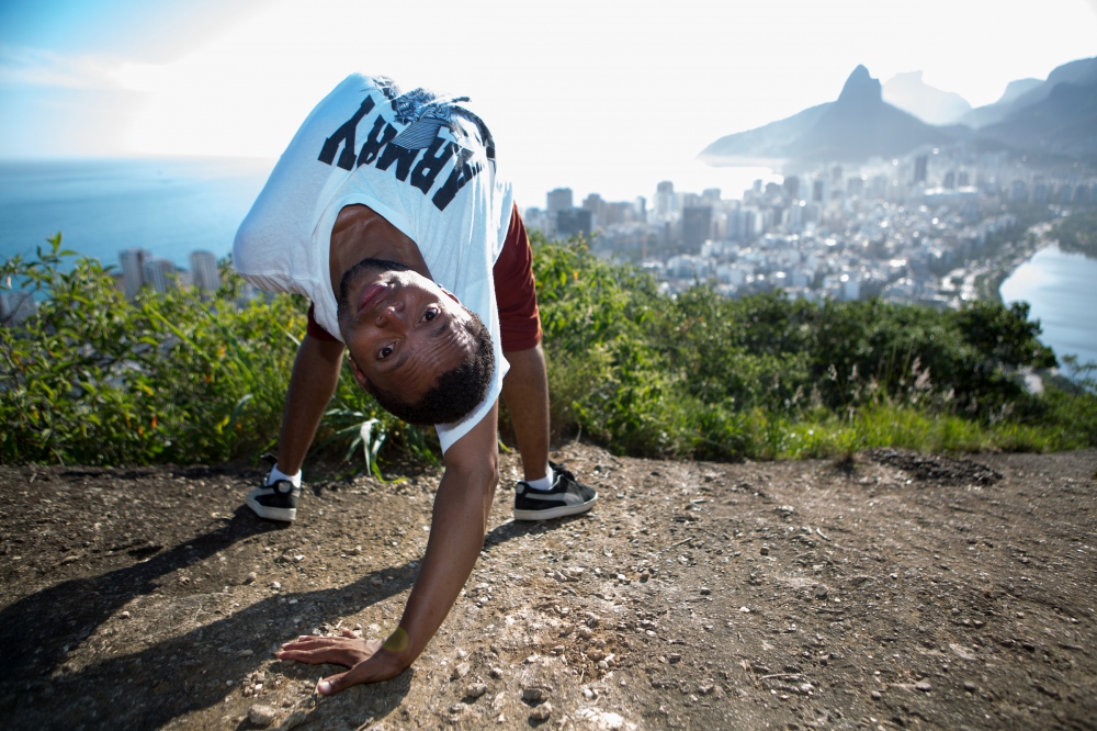 Rio De Janeiro - MAEL RODRIGUES, FLEXING HIS SKILLS ON TOP OF MORRO DO...
