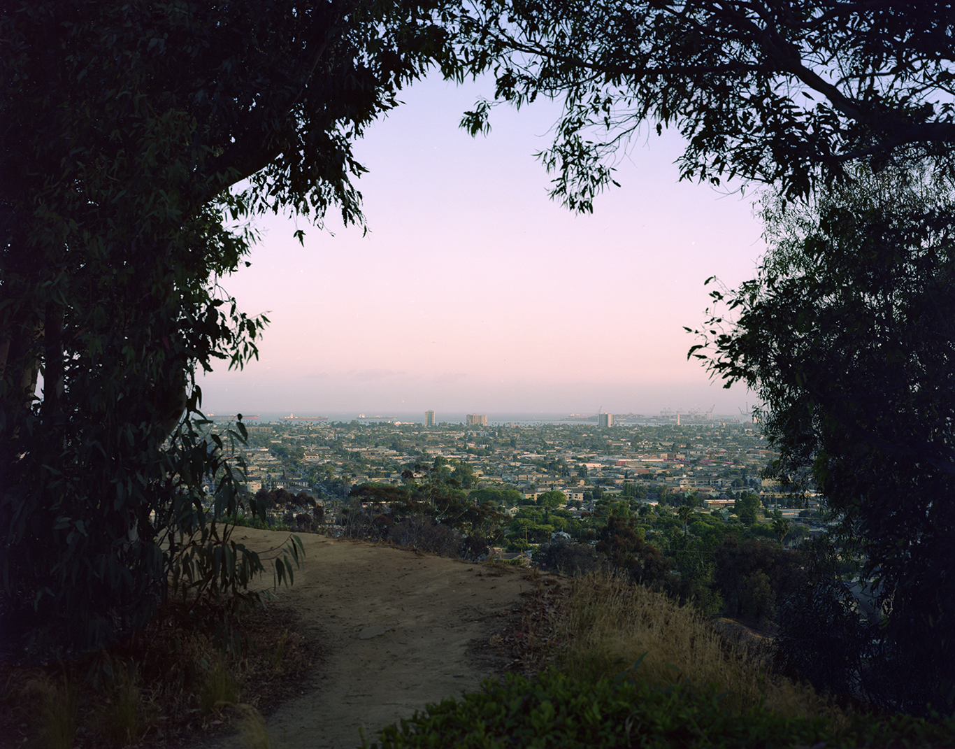 A view of Long Beach and Catalina Island, as seen from Signal Hill.