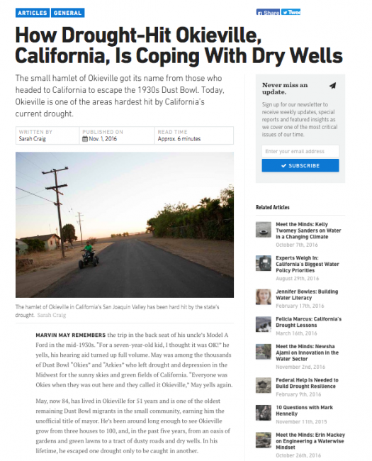 California Drought Story Published in Water Deeply