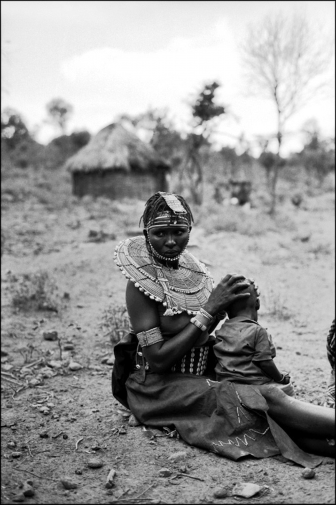 Kenya's Maasai -  Mother Holding Her Child's Head, Mugie Ranch, Kenya,...