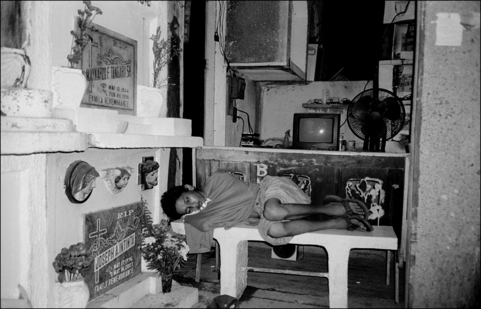 Philippines, Cemeteries -                                  Girl Asleep by T.V.,...