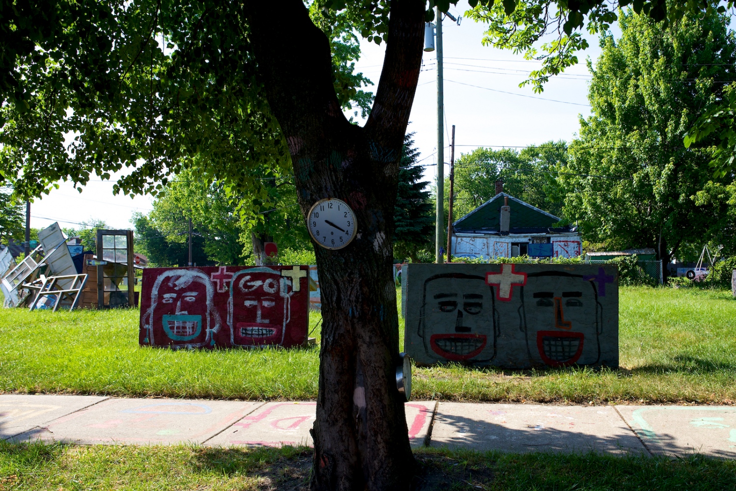Heidelberg Project -  Clock On Tree. Detroit, Michigan, June 2011 