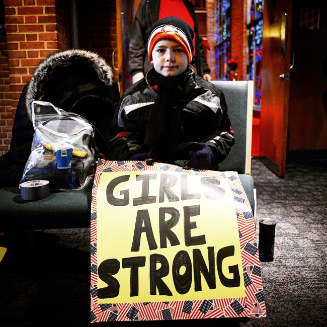 Image from Protest  - A young participant in the Women's March on...