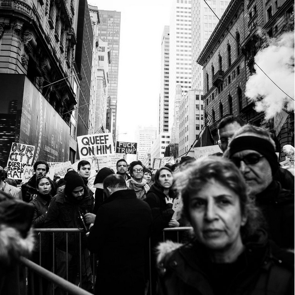 Protest  - New Yorkers  protest  President-Elect  Trump  the day...