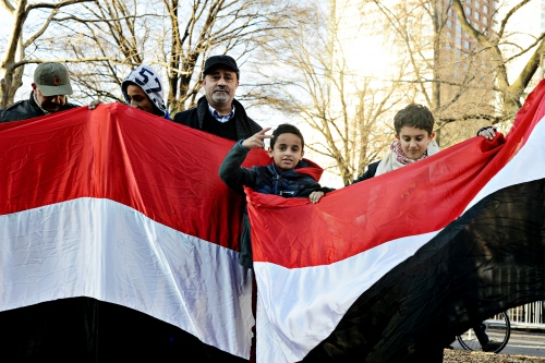  SeveralÂ Yemeni Americans traveled two hours from New Jersey to attend a rally  after the Trump administration announced aÂ temporary ban the entry of foreign nationals from some Muslim-majority countries through executive order, including refugees and visa holders. One of the countries in question is Sudan but this includes Iraq, Syria, Iran, Libya, Somalia and Yemen.Â January 29th, 2017  