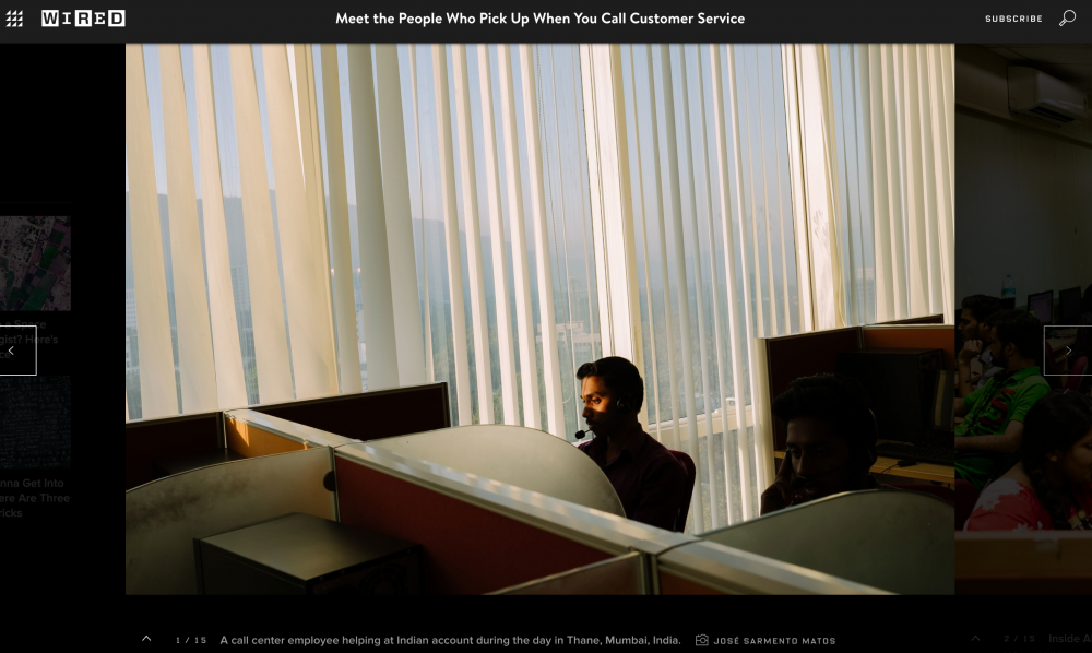 Thumbnail of My project on Call Centers published on Wired this Monday.