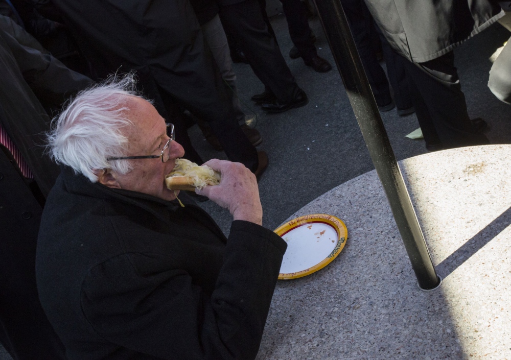 Image from Live Free Or Die - Bernie Sanders having a Nathan's Famous after his Coney...